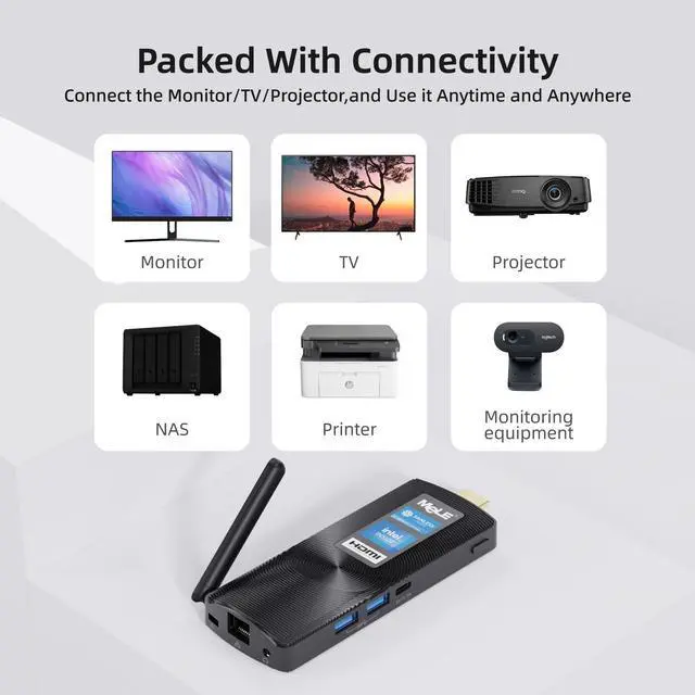 Alt view image 5 of 5 - MeLE Fanless Mini PC Stick PCG02 Windows 11 Home N4000 4GB RAM 128GB IoT Industrial Desktop Computer Support Windows 10 11 Linux Ubuntu Debian 4K HDMI Auto Power on Small Micro PC with Ethernet