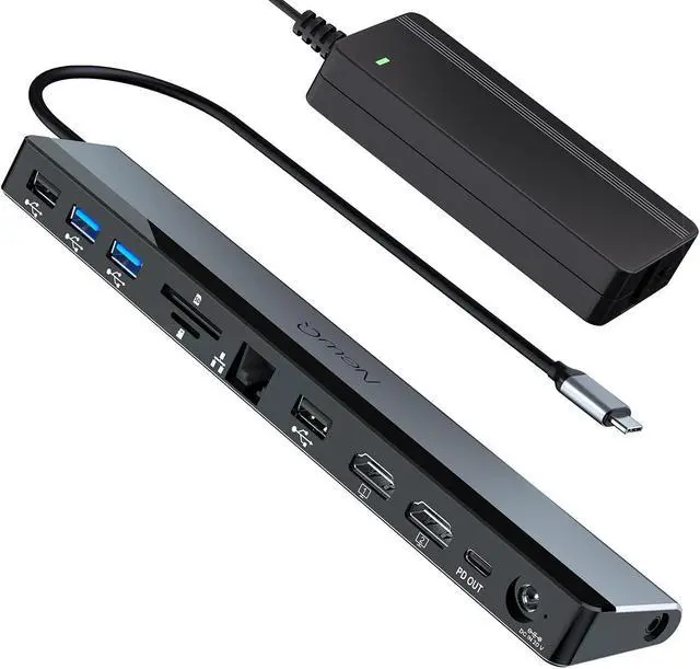 Main image of USB C Docking Station Dual Monitor with 96W Power Adapter: NewQ 12-in-1 Thunderbolt 3 | 4 Dock, Dual 4K HDMI, 4 USB, Audio, RJ45, SD/TF Slot, 18W PD Out, for Mac, HP, Dell, Lenovo, Surface, Asus, Acer