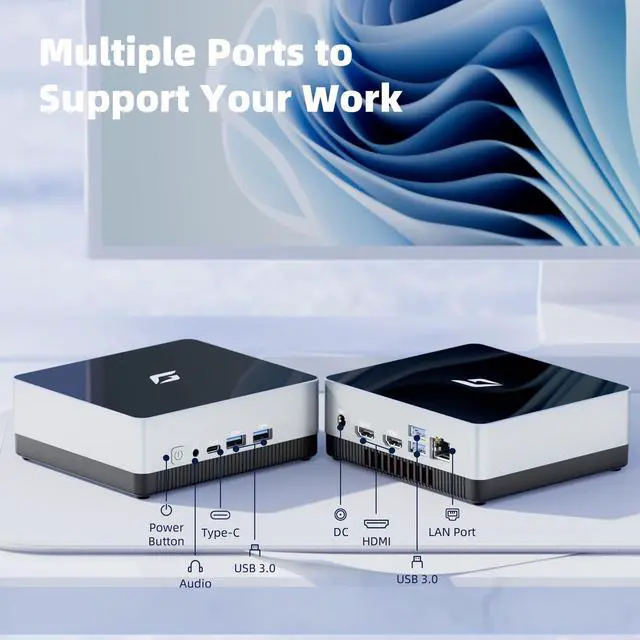 Alt view image 5 of 5 - CyberGeek Nano A1 Mini PC Win 11 Pro, Intel 12th Gen Alder Lake N100 (up to 3.4GHz) Mini Computer, 16GB RAM 2TB SSD, Microcomputer Dual HDMI/USB3.0/WiFi 6/BT5.2/RJ45/VESA Home Office Mini PC