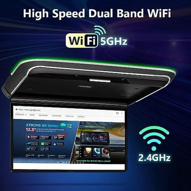 Alt view image 4 of 4 - XTRONS Android Car Overhead Player 14 Inch Wide IPS Screen 1920x1080 Car Roof Mount Monitor with Built-in Stereo Speakers Flip Down Overhead Car Monitor Support WiFi, HDMI Input, USB, CVBS Input