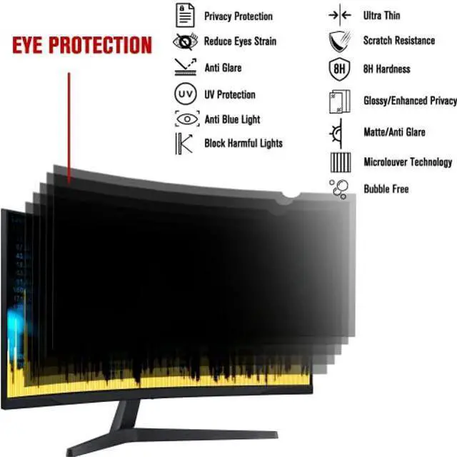 Alt view image 4 of 4 - ZYY 34 Inch(diagonal) Computer Privacy Screen Filter (31 1/4 x 13 3/8) With Anti Glare, Anti UV Protection, Curved Monitor Privacy Screen Protector Film 21:9 Aspect Ratio For Desktop Computer Monitor