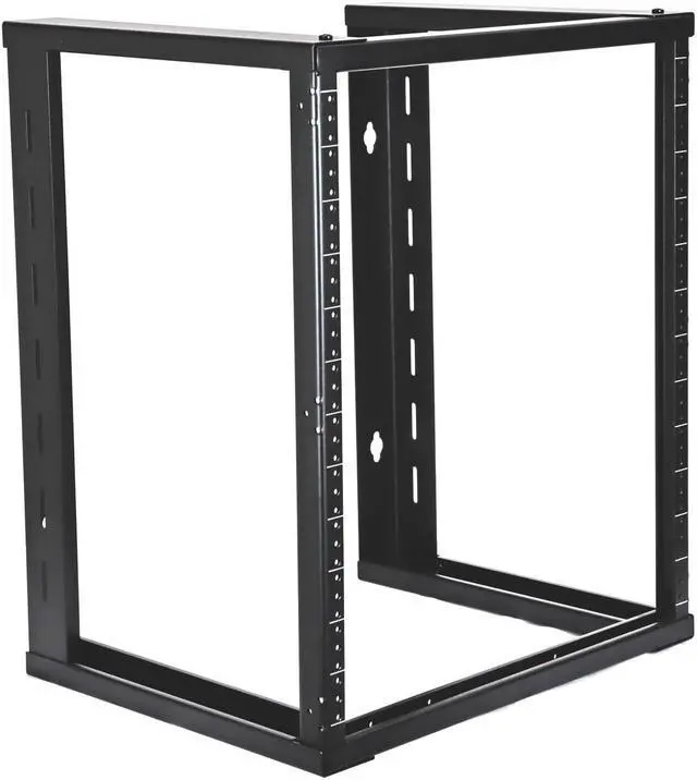 Main image of AEONS 12U Open Frame Wall Mount 19-Inch IT Network Server A/V Equipment Rack 16" Depth 12-24 Threaded 2-Post Mounting, Black