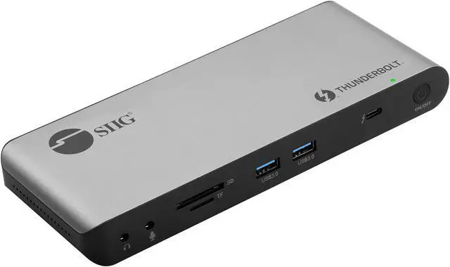 Main image of SIIG Thunderbolt 4 Docking Station - Quad 4K / Single 8K, 60W PD, 3X TB4 40G (USB-C), 2X USB-A 5G, Gigabit Ethernet, Support Mac M1/M2/M3 Pro & Max & Windows (JU-DK0U11-S1)