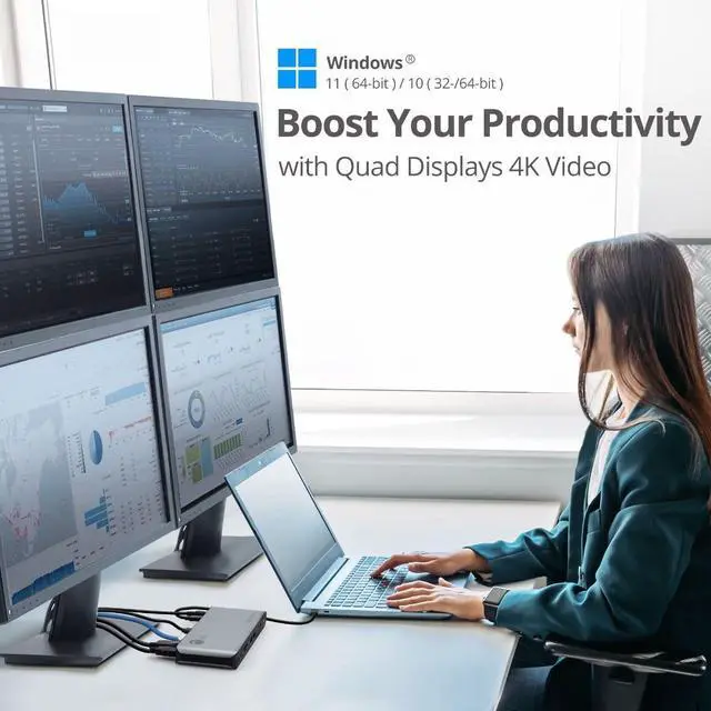 Alt view image 5 of 5 - SIIG Thunderbolt 4 Docking Station - Quad 4K / Single 8K, 60W PD, 3X TB4 40G (USB-C), 2X USB-A 5G, Gigabit Ethernet, Support Mac M1/M2/M3 Pro & Max & Windows (JU-DK0U11-S1)