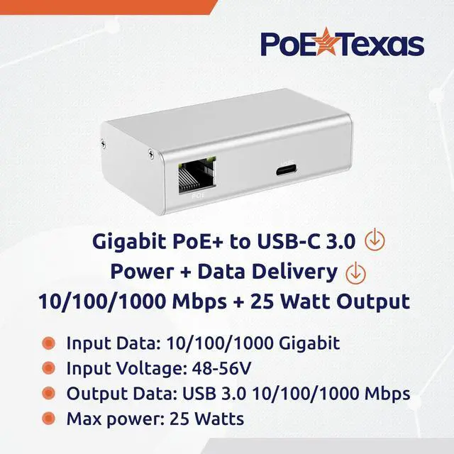 Alt view image 3 of 5 - PoE+ to USBC Power Delivery Compatible with Tablet Computers Like iPad Pro Gen 3, Microsoft Surface Go, Google Pixel, and More (USB-C Power Compatible w/iPad Pro) (Gigabit Power + Data 2)