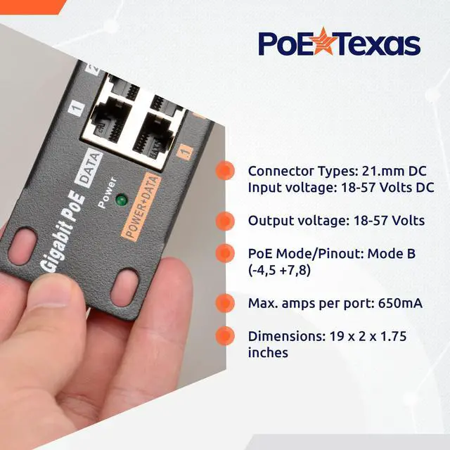 Alt view image 4 of 5 - PoE Texas 24 Multi Port PoE+ Injector with 48v 240w Power Supplies - 10/100/1000 Gigabit Passive Power Over Ethernet Means Versatility - 30W PoE Injector for WiFi Access Point, PTZ Camera, IP Phone