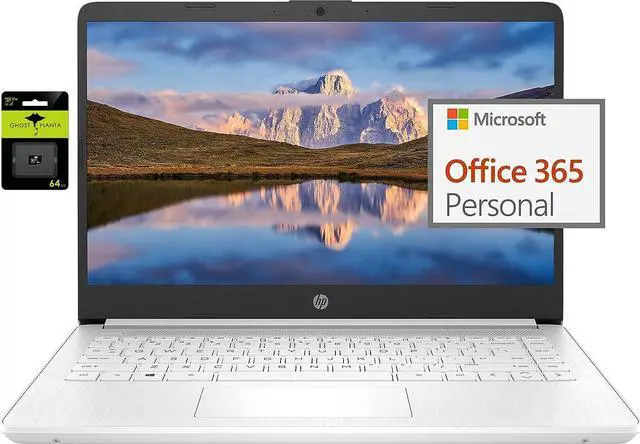 Main image of HP Newest 14" Ultral Light Laptop for Students and Business, Intel Quad-Core N4120, 16GB RAM, 128GB Storage(64GB eMMC+64GB Ghost Manta SD), 1 Year Office 365, Webcam, HDMI, WiFi, USB-A&C, Win 11 S