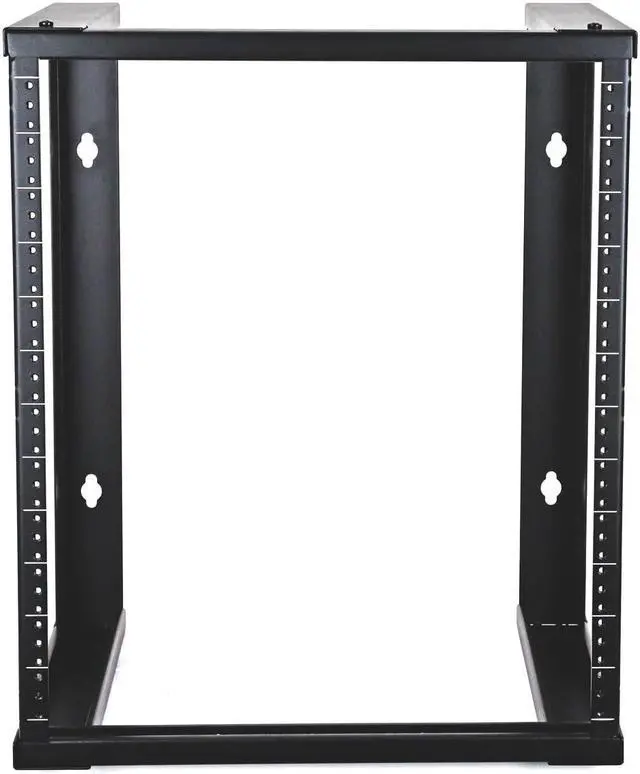 Alt view image 2 of 4 - AEONS 12U Open Frame Wall Mount 19-Inch IT Network Server A/V Equipment Rack 16" Depth 12-24 Threaded 2-Post Mounting, Black