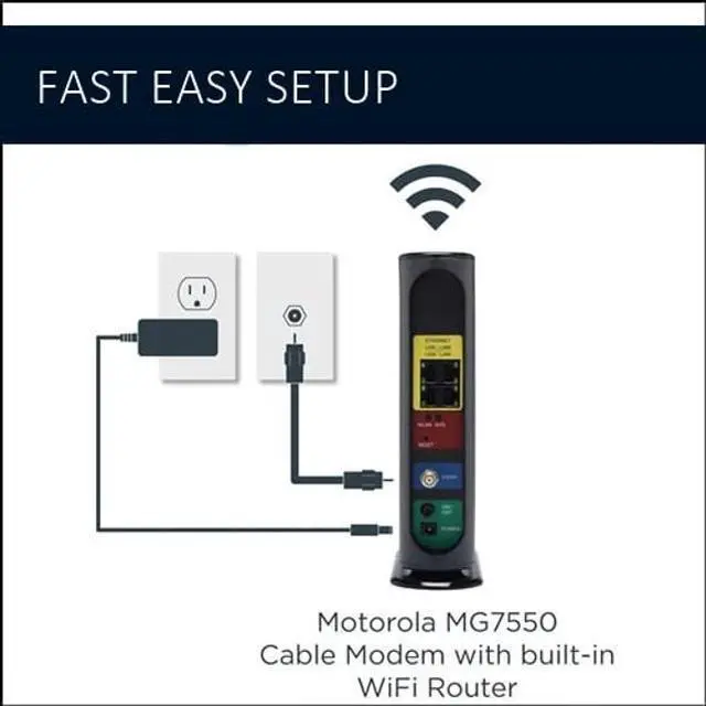 Alt view image 4 of 5 - Motorola MG7550 - Modem with Built in WiFi | Approved for Comcast Xfinity, Cox | For Plans Up to 300 Mbps | DOCSIS 3.0 + AC1900 WiFi Router | Power Boost Enabled