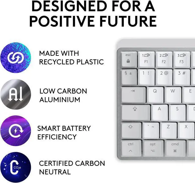 Alt view image 5 of 5 - Logitech MX Mechanical Mini for Mac Wireless Illuminated Keyboard, Low-Profile Switches, Tactile Quiet Keys, Bluetooth, USB-C, Apple, iPad - Pale Grey - With Free Adobe Creative Cloud Subscription