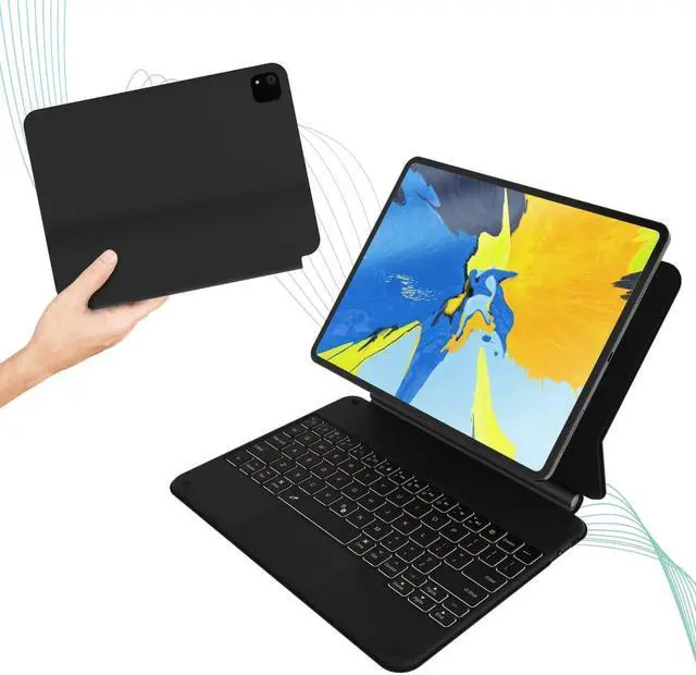 Main image of EIP iPad Keyboard Case for Apple iPad Pro 11 inch 4th/3rd/2nd/1st, iPad Air 5th/4th with Magic Keyboard, Trackpad, 7 Color Backlight, Magnetic Detachable Hinged Case
