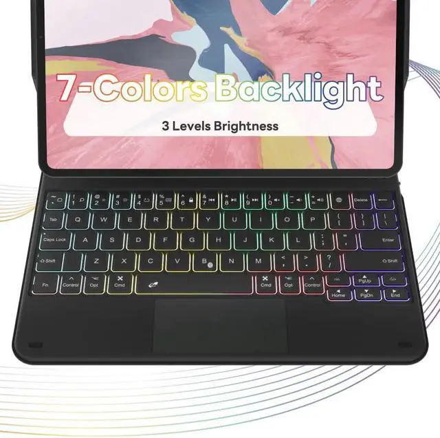 Alt view image 5 of 5 - EIP iPad Keyboard Case for Apple iPad Pro 11 inch 4th/3rd/2nd/1st, iPad Air 5th/4th with Magic Keyboard, Trackpad, 7 Color Backlight, Magnetic Detachable Hinged Case