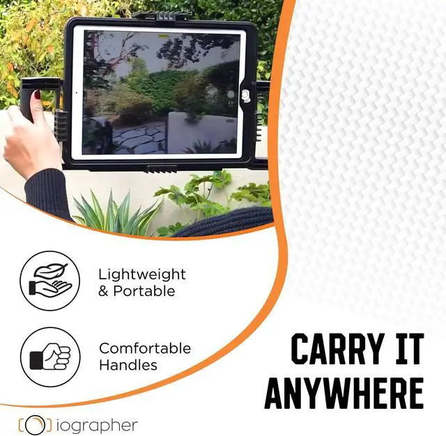Alt view image 3 of 5 - iOgrapher Adjustable iPad Case with Handle - Video Production Solution for iPad 11 and 12.9 Pro, air 4th gen, and Surface Pro - Professional Holder for Content Creation