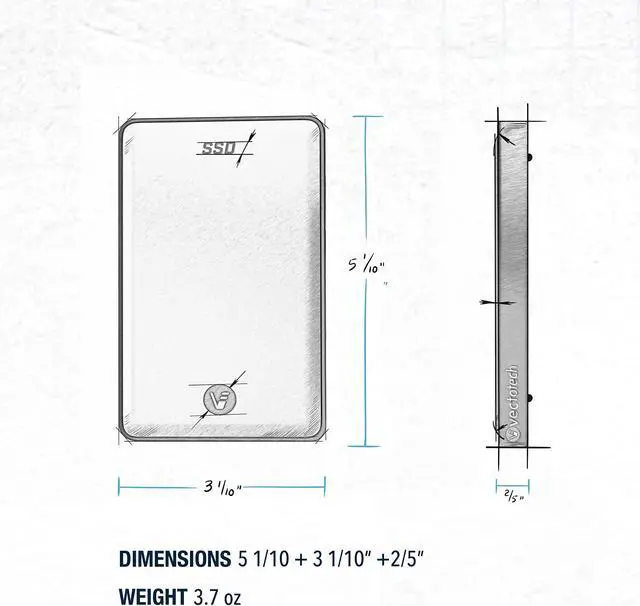 Alt view image 5 of 5 - 2TB External SSD USB-C Portable Solid State Drive (USB 3.1 Gen 2) | 3D NAND Flash | Rapid by VectoTech