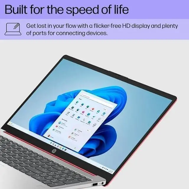 Alt view image 5 of 5 - HP Flagship 15.6 HD Laptop Computer, Intel Quad-Core Pentium N200 (Beat i5-8250U), 16GB RAM, 128GB SSD, WiFi, Webcam, Fast Charge, HDMI, 1 Year Microsoft Office 365, Win 11, w/GM Accessory, Red
