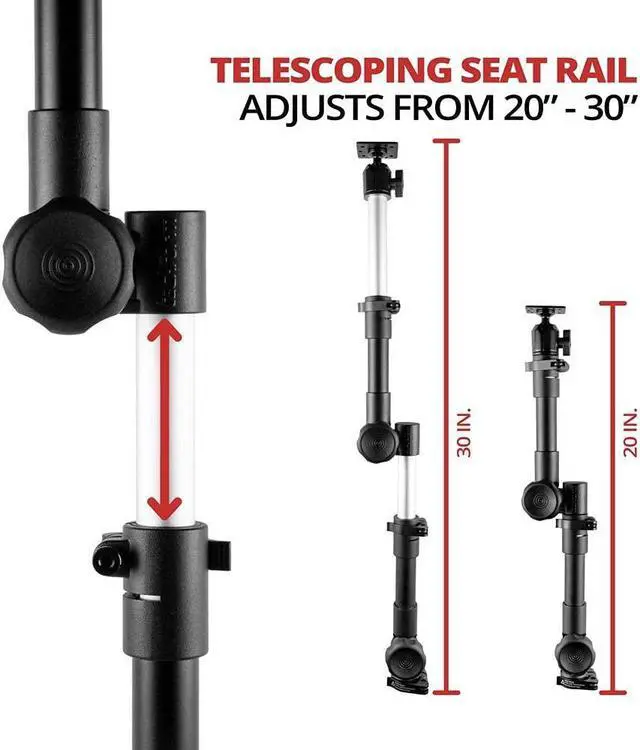 Alt view image 3 of 5 - Heavy Duty Tablet Truck Mount | Telescoping 20"-30" Seat Rail Mount | Works with Most Trucks and Vehicles with Accessible Floor Bolt
