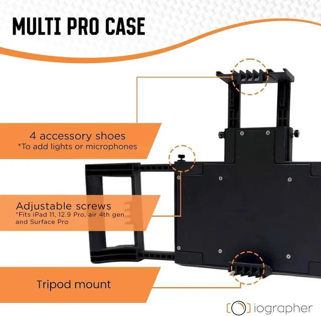 Alt view image 5 of 5 - iOgrapher Adjustable iPad Case with Handle - Video Production Solution for iPad 11 and 12.9 Pro, air 4th gen, and Surface Pro - Professional Holder for Content Creation