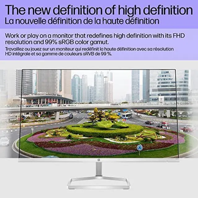 Alt view image 3 of 5 - HP 24-inch FHD Monitor with AMD FreeSync Technology (2021 Model, M24fw),Silver, 15.62"D x 21.09"W x 6.97"H