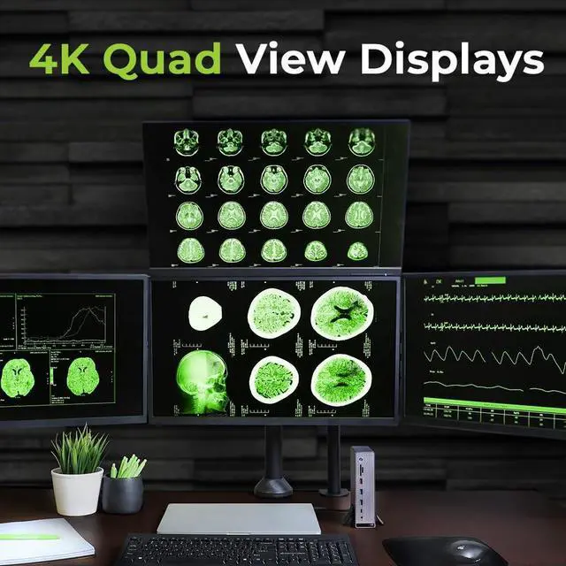 Alt view image 3 of 5 - IOGEAR Dock Pro Universal 4K Quad Docking Station GUD3C4K4