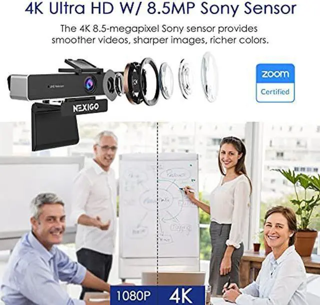 Alt view image 2 of 5 - NexiGo Zoom Certified, N950P 4K Zoomable Webcam with Remote Control, Sony_Starvis Sensor, 5X Digital Zoom, Pro Web Camera with Dual Stereo Mics, for Zoom Skype Teams Twitch