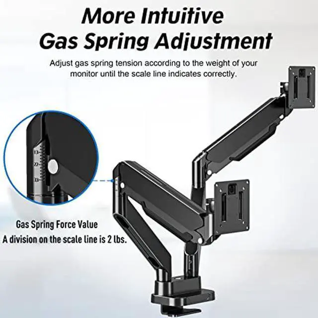 Alt view image 3 of 4 - MOUNTUP Dual Monitor Mount Fits 13''-39'' Screen, Ultrawide Dual Monitor Desk Mount Hold 4.4-33 lbs, Adjustable Gas Spring Double Monitor Arms, VESA Bracket with Clamp/Grommet, Computer Monitor Stand