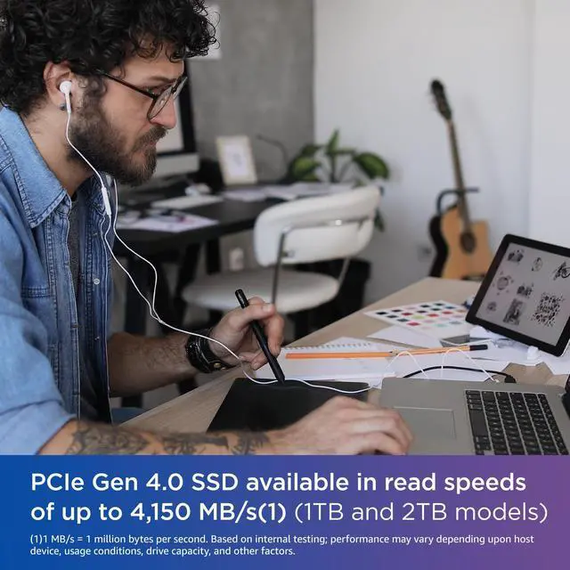 Alt view image 2 of 5 - Western Digital 2TB WD Blue SN580 NVMe Internal Solid State Drive SSD - Gen4 x4 PCIe 16Gb/s, M.2 2280, Up to 4,150 MB/s - WDS200T3B0E