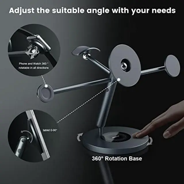 Alt view image 5 of 5 - Nillkin Magnetic iPad Stand for Desk, Multifunctional Magnetic Attachment for iPad, iPhone, Apple Watch and Headphones, Design for The Multi-Screen Collaboration, Adjustable for Work, Study and Play