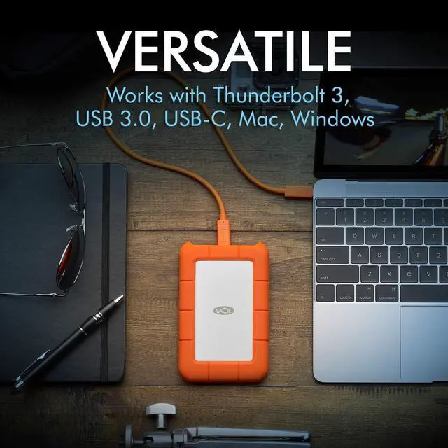 Alt view image 5 of 5 - LaCie Rugged Secure 2TB External Hard Drive Portable HDD - USB-C USB 3.0 Drop Shock Dust Rain Resistant Computer Desktop Workstation Laptop Hardware Encryption, 1 Month Adobe CC (STFR2000403)