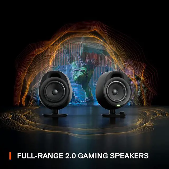 Alt view image 2 of 5 - SteelSeries Arena 3 2.0 Desktop Gaming Speakers - Immersive Audio, On-Speaker Controls, 4" Drivers - Wired & Bluetooth - PC, Mac, Mobile