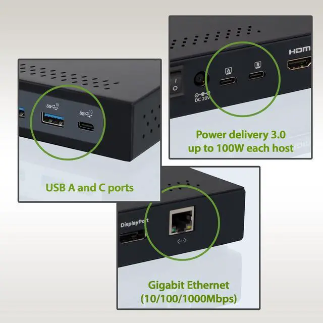 Alt view image 5 of 5 - IOGEAR Dock Pro Duo USB-C Docking Station, KVM, Triple View, 100W PD, 4K, HDMI, DP-Alt Mode, Displayport, USB-A Gen 2, USB-C Gen 2, Displaylink, TAA Compliant, Windows 10 11, Mac, GUD3CDHTAA