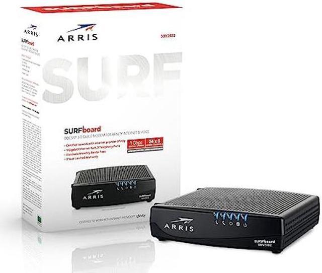 Alt view image 3 of 5 - ARRIS SURFboard SBV2402 DOCSIS 3.0 Cable Modem , Comcast Xfinity Internet & Voice , 1 Gbps Port , 2 Telephony Ports , Supports Xfinity 800 Mbps Max Internet Speed
