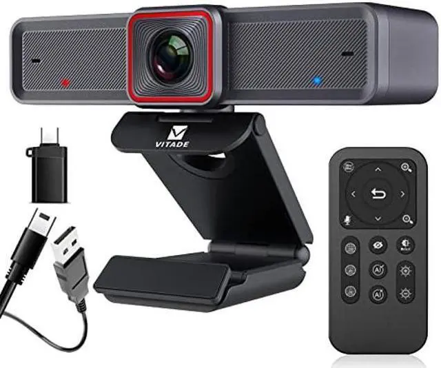 Main image of Vitade 4K Webcam with AI-Powered Framing,Remote Control Web Camera/10X Digital Zoom 30fps cam USB 3.0 HDR/Dual Noise Cancelling Microphones for PC Mac, Streaming, Video Call, Zoom, Skype, Black