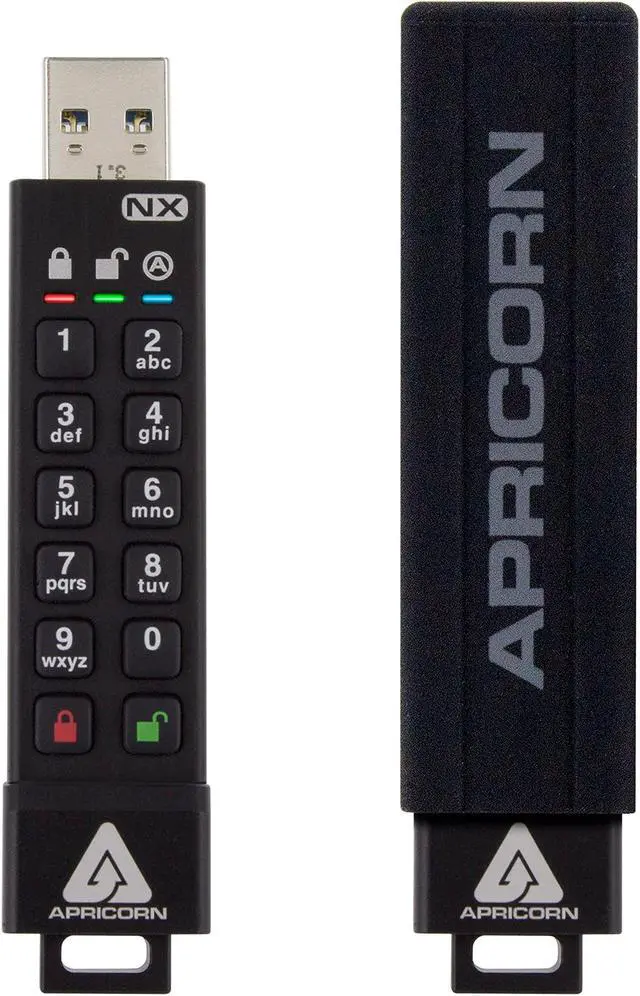 Alt view image 4 of 5 - Apricorn Aegis Secure Key 3 NX 64GB 256-bit Encrypted FIPS 140-2 Level 3 Validated Secure USB 3.0 Flash Drive, ASK3-NX-64GB, black