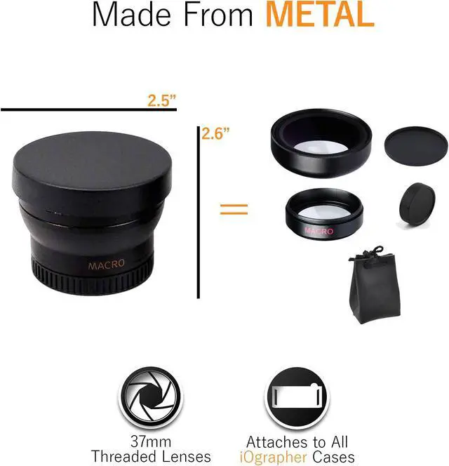 Alt view image 2 of 4 - iOgrapher Filmmaking and Photography Accessories - Bundle of (1) 2X Zoom Telephoto Lens, (1) 37mm Wide Angle Lens & iPad Tripod Mount Case - Fits iPad 10.5 Pro, 10.5 Air 3, 10.2-7th, 8th, & 9th Gen
