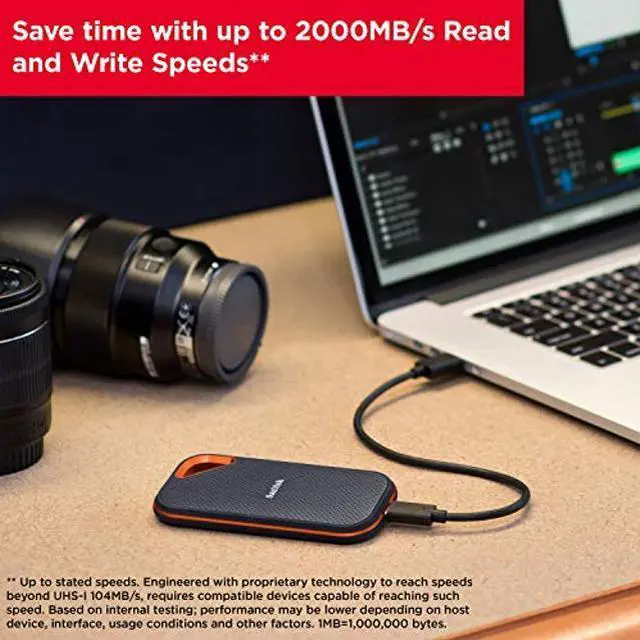 Alt view image 4 of 5 - SanDisk 4TB Extreme PRO Portable SSD - Up to 2000MB/s - USB-C, USB 3.2 Gen 2x2, IP65 Water and Dust Resistance, Updated Firmware - External Solid State Drive - SDSSDE81-4T00-G25