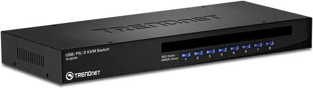 Main image of TRENDnet 8-Port USB/PS2 Rack Mount KVM Switch, TK-803R, VGA & USB Connection, Supports USB & PS/2 Connections, Device Monitoring, Auto Scan, Audible Feedback, Control up to 8 Computers/Servers
