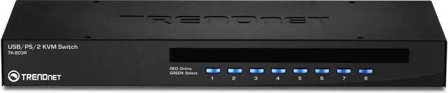 Alt view image 2 of 3 - TRENDnet 8-Port USB/PS2 Rack Mount KVM Switch, TK-803R, VGA & USB Connection, Supports USB & PS/2 Connections, Device Monitoring, Auto Scan, Audible Feedback, Control up to 8 Computers/Servers