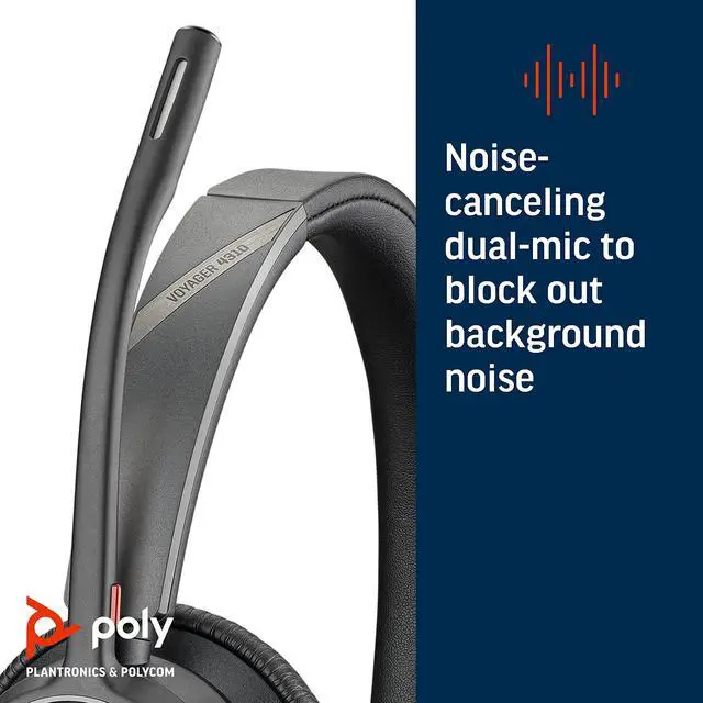 Alt view image 4 of 5 - Poly - Voyager 4310 UC Wireless Headset + Charge Stand (Plantronics) - Single-Ear Headset- Connect to PC/Mac via USB-C Bluetooth Adapter, Cell Phone via Bluetooth-Works w/Teams (Certified), Zoom&More