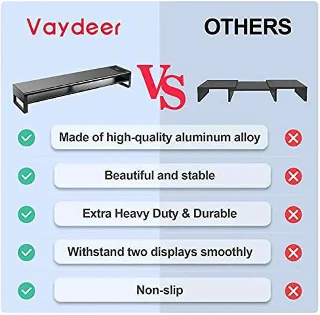 Alt view image 3 of 5 - VAYDEER 2 Tiers Dual Monitor Stand Aluminum Monitor Riser with Wireless Charging and 4 USB 3.0 Hub Ports Metal Strong&Sturdy for PC Monitor Laptop Computer TV Printer Space Saving Desk Organizer