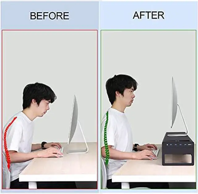 Alt view image 4 of 5 - VAYDEER 2 Tiers Dual Monitor Stand Aluminum Monitor Riser with Wireless Charging and 4 USB 3.0 Hub Ports Metal Strong&Sturdy for PC Monitor Laptop Computer TV Printer Space Saving Desk Organizer