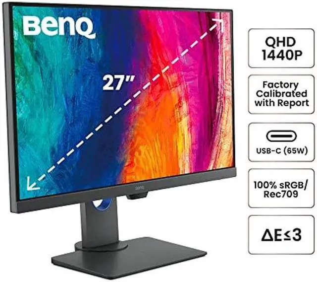 Alt view image 5 of 5 - BenQ PD2705Q Mac-Ready Monitor 27" QHD 1440p | 100% Rec.709 & sRGB | IPS | DeltaE <=3 | Calibration Report | ICC Sync | AQCOLOR | Pantone | Ergonomic | DisplayPort | USB-C(65W) | USB Hub | Daisy Chain