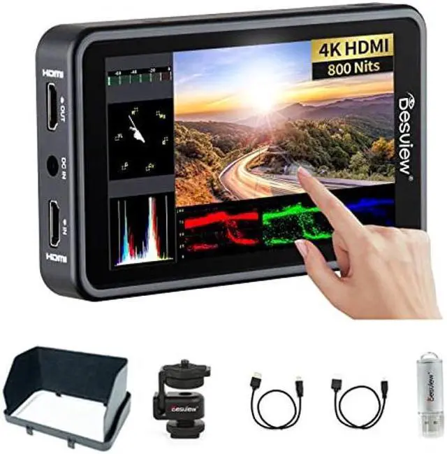 Main image of Desview R5II Camera Monitor, 5.5 inch High Brightness Touch Screen Field Monitor with 3D Lut Full HD 1920x1080 IPS Waveform VectorScope Peaking Focus 4K HDMI 8V DC Input Output for DSLR Camera