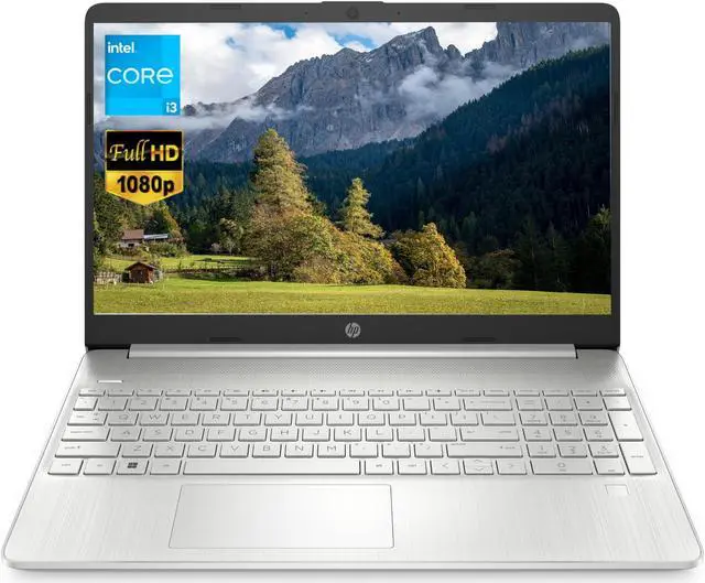 Main image of HP 15.6" FHD Laptop, Intel Core i3-1215U Processor, Intel UHD Graphics, 8GB RAM, 256GB SSD, Fingerprint Reader, Silver, Windows 11 Home, EAT Mouse pad