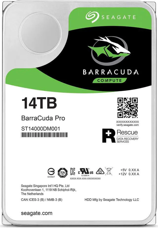 Alt view image 2 of 5 - Seagate BarraCuda Pro 14TB Internal Hard Drive Performance HDD  3.5 Inch SATA 6 Gb/s 7200 RPM 256MB Cache for Computer Desktop PC, Data Recovery (ST14000DM001)