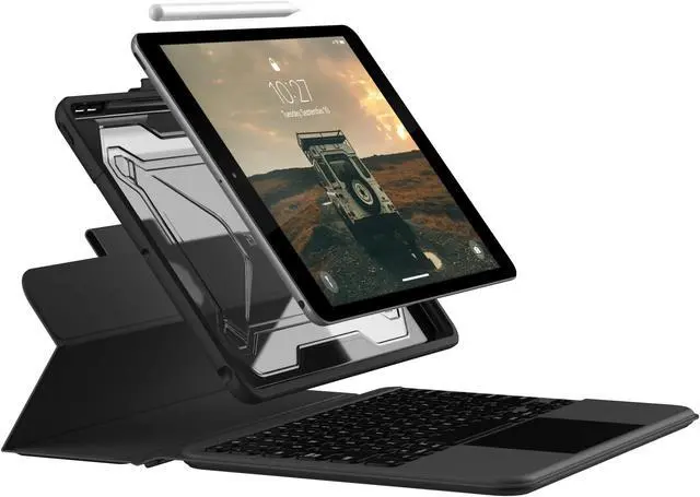 Alt view image 3 of 4 - URBAN ARMOR GEAR UAG Designed for iPad 10.2" 9th/8th/7th Gen Case with Detachable Keyboard Black/Ash English, Rugged Bluetooth Wireless Keyboard Multi-Touch Trackpad Backlit Keys Smart Cover Folio