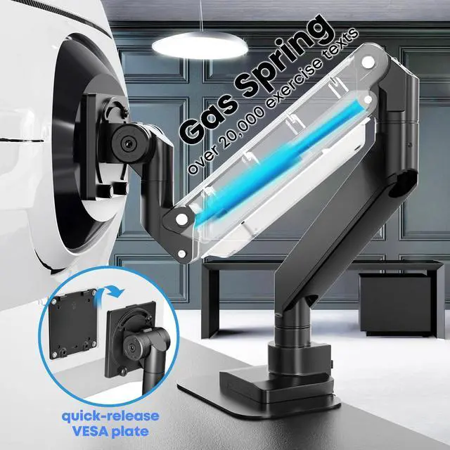 Alt view image 5 of 5 - PUTORSEN 17-57 Inch Ultrawide Monitor Arm and TV Desk Mount,up to 59.4 lbs, Premium Aluminum Single Monitor Arm Desk Mount with Gas Spring, Steel Reinforcement Plate, VESA 75x75 to 200x200