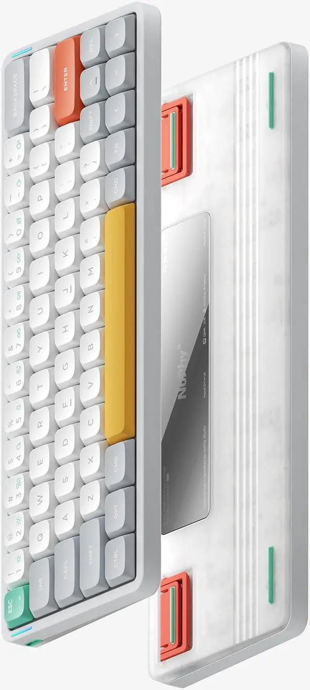 Alt view image 2 of 5 - nuphy Air60 V2 Portable Wireless Keyboard 60% Low Profile Mechanical Keyboard Support QMK/VIA Compatible with Windows/mac OS/Linux Supports Bluetooth 5.1/2.4GHz/USB-C White-Gateron Wisteria Switch