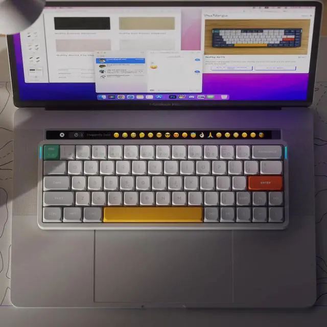 Alt view image 4 of 5 - nuphy Air60 V2 Portable Wireless Keyboard 60% Low Profile Mechanical Keyboard Support QMK/VIA Compatible with Windows/mac OS/Linux Supports Bluetooth 5.1/2.4GHz/USB-C White-Gateron Wisteria Switch