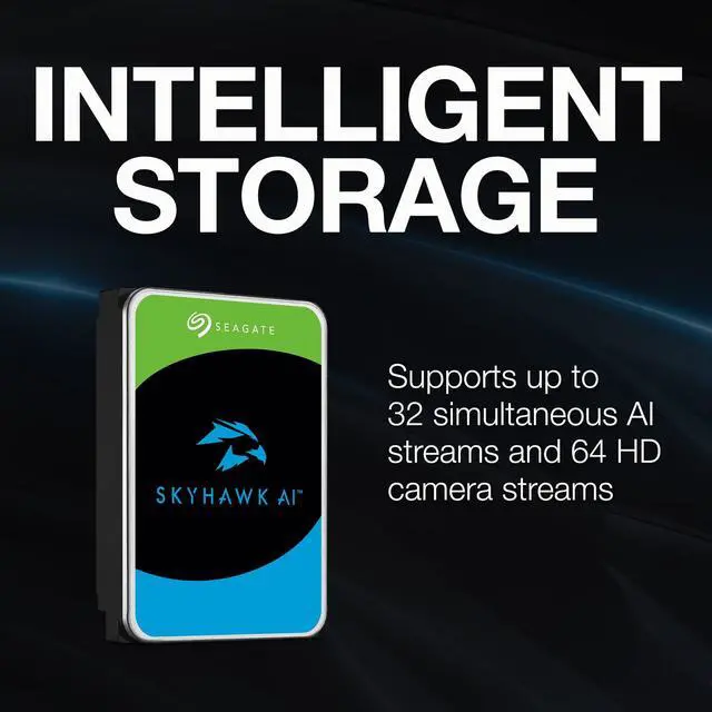 Alt view image 3 of 5 - Seagate Skyhawk AI 20TB Video Internal Hard Drive HDD - 3.5 Inch SATA 6Gb/s 256MB Cache for DVR NVR Security Camera System with in-House Rescue Services (ST20000VEZ02/002)