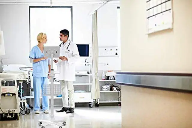 Alt view image 2 of 5 - Premium Medical Mobile Tablet Stand - CTA Height Adjustable Mobile Tablet Stand W/Accessories for Healthcare - W/Laptop Tray - iPad Mini 1/2/3/4/5, Samsung tab A 8'' 2019 & Lenovo tab E8 (PAD-MFSPS)